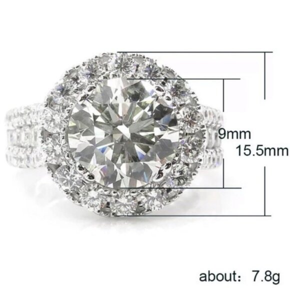 NEW 925 STERLING SILVER ROUND DIAMOND HALO RING, CUTE RING, SHINY RING. - Picture 7 of 7